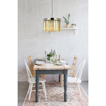 Elegant Crystal Prism 6 Light Round Chandelier - Polished Nickel/Gold, L 16" (1208D16PN-GT-RC)