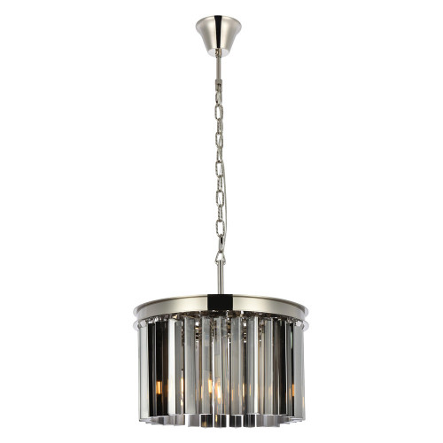 Elegant Crystal Prism 6 Light Round Chandelier - Polished Nickel/Silver, L 16" (1208D16PN-SS-RC)