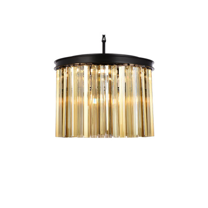 Elegant Crystal Prism 6 Light Round Chandelier - Matte Black/Gold, L 20" (1208D20MB-GT-RC)