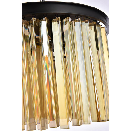 Elegant Crystal Prism 6 Light Round Chandelier - Matte Black/Gold, L 20" (1208D20MB-GT-RC)