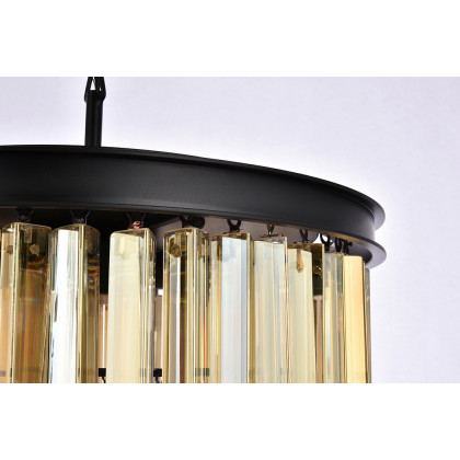 Elegant Crystal Prism 6 Light Round Chandelier - Matte Black/Gold, L 20" (1208D20MB-GT-RC)