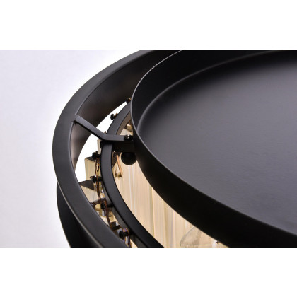 Elegant Crystal Prism 6 Light Round Chandelier - Matte Black/Gold, L 20" (1208D20MB-GT-RC)