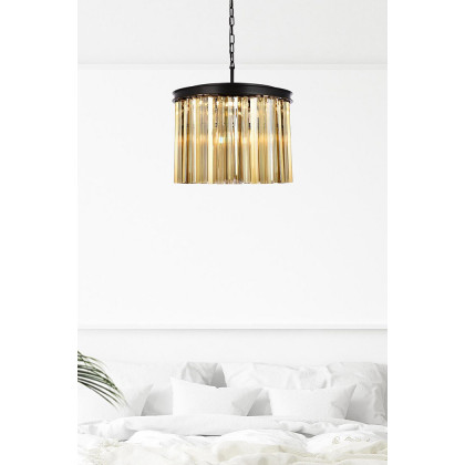 Elegant Crystal Prism 6 Light Round Chandelier - Matte Black/Gold, L 20" (1208D20MB-GT-RC)