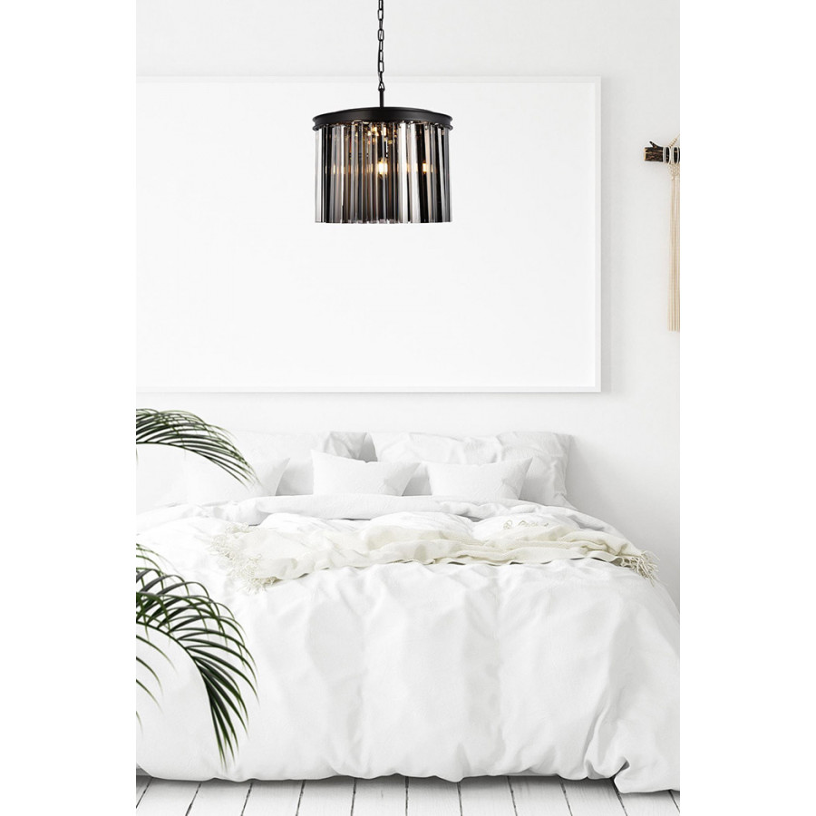 Elegant Crystal Prism 6 Light Round Chandelier - Matte Black/Silver, L 20" (1208D20MB-SS-RC)