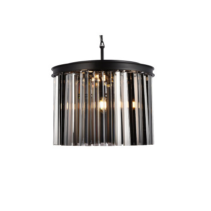 Elegant Crystal Prism 6 Light Round Chandelier - Matte Black/Silver, L 20" (1208D20MB-SS-RC)