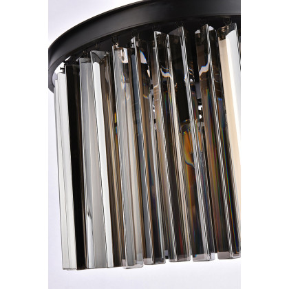 Elegant Crystal Prism 6 Light Round Chandelier - Matte Black/Silver, L 20" (1208D20MB-SS-RC)