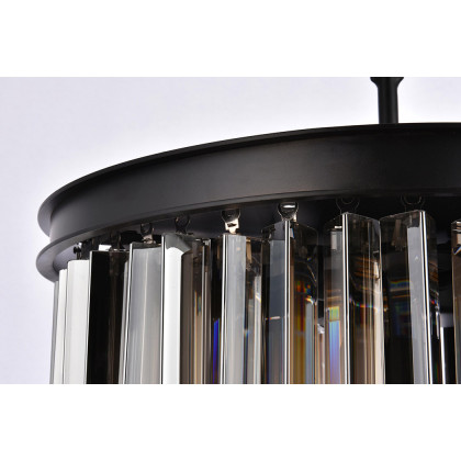 Elegant Crystal Prism 6 Light Round Chandelier - Matte Black/Silver, L 20" (1208D20MB-SS-RC)