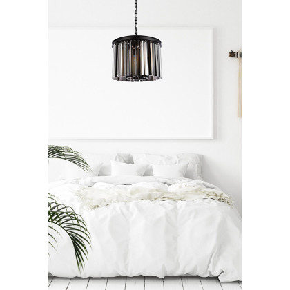 Elegant Crystal Prism 6 Light Round Chandelier - Matte Black/Silver, L 20" (1208D20MB-SS-RC)