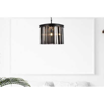 Elegant Crystal Prism 6 Light Round Chandelier - Matte Black/Silver, L 20" (1208D20MB-SS-RC)