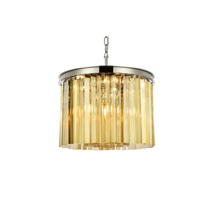Elegant Crystal Prism 6 Light Round Chandelier - Polished Nickel/Gold, L 20" (1208D20PN-GT-RC)