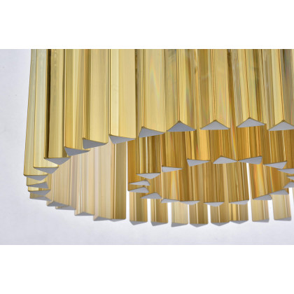 Elegant Crystal Prism 6 Light Round Chandelier - Polished Nickel/Gold, L 20" (1208D20PN-GT-RC)