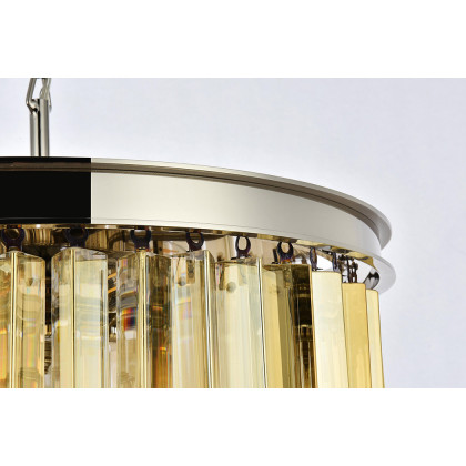 Elegant Crystal Prism 6 Light Round Chandelier - Polished Nickel/Gold, L 20" (1208D20PN-GT-RC)