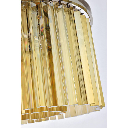 Elegant Crystal Prism 6 Light Round Chandelier - Polished Nickel/Gold, L 20" (1208D20PN-GT-RC)