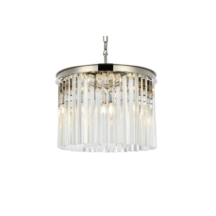 Elegant Crystal Prism 6 Light Round Chandelier - Polished Nickel, L 20" (1208D20PN-RC)