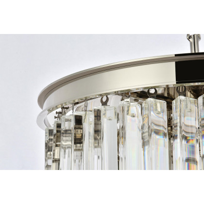 Elegant Crystal Prism 6 Light Round Chandelier - Polished Nickel, L 20" (1208D20PN-RC)