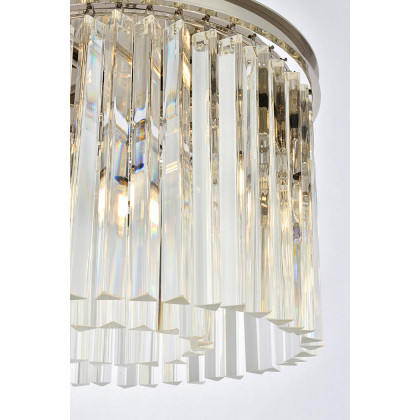 Elegant Crystal Prism 6 Light Round Chandelier - Polished Nickel, L 20" (1208D20PN-RC)