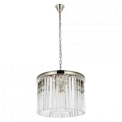 Elegant Crystal Prism 6 Light Round Chandelier - Polished Nickel, L 20" (1208D20PN-RC)