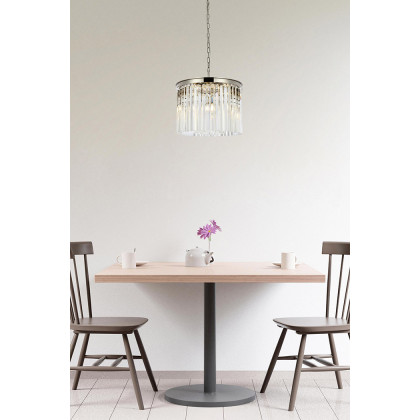 Elegant Crystal Prism 6 Light Round Chandelier - Polished Nickel, L 20" (1208D20PN-RC)