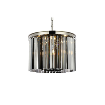 Elegant Crystal Prism 6 Light Round Chandelier - Polished Nickel/Silver, L 20" (1208D20PN-SS-RC)