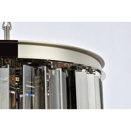 Elegant Crystal Prism 6 Light Round Chandelier - Polished Nickel/Silver, L 20" (1208D20PN-SS-RC)