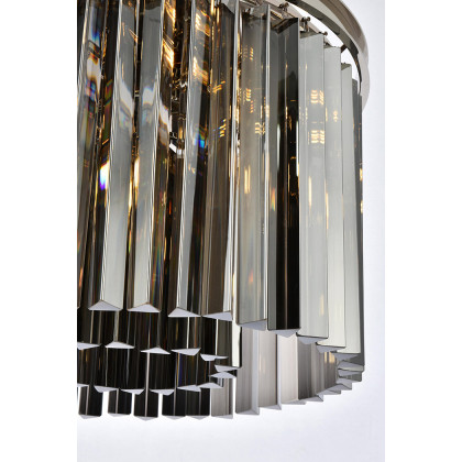 Elegant Crystal Prism 6 Light Round Chandelier - Polished Nickel/Silver, L 20" (1208D20PN-SS-RC)