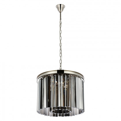 Elegant Crystal Prism 6 Light Round Chandelier - Polished Nickel/Silver, L 20" (1208D20PN-SS-RC)