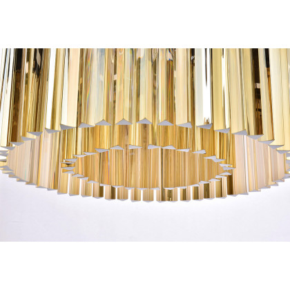 Elegant Crystal Prism 6 Light Round Chandelier - Matte Black/Gold, L 26" (1208D26MB-GT-RC)