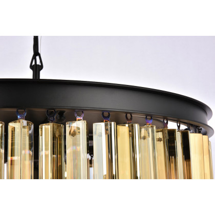 Elegant Crystal Prism 6 Light Round Chandelier - Matte Black/Gold, L 26" (1208D26MB-GT-RC)