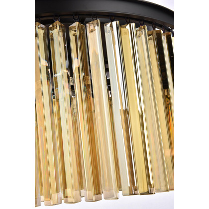 Elegant Crystal Prism 6 Light Round Chandelier - Matte Black/Gold, L 26" (1208D26MB-GT-RC)