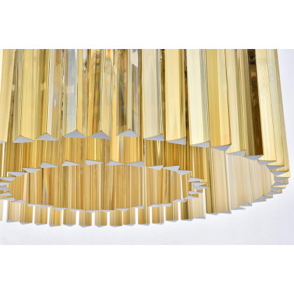 Elegant Crystal Prism 6 Light Round Chandelier - Polished Nickel/Gold, L 26" (1208D26PN-GT-RC)