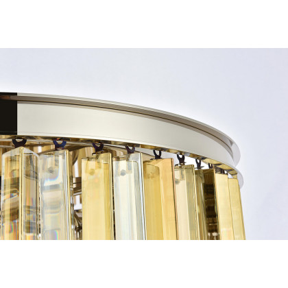 Elegant Crystal Prism 6 Light Round Chandelier - Polished Nickel/Gold, L 26" (1208D26PN-GT-RC)