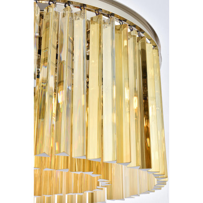 Elegant Crystal Prism 6 Light Round Chandelier - Polished Nickel/Gold, L 26" (1208D26PN-GT-RC)