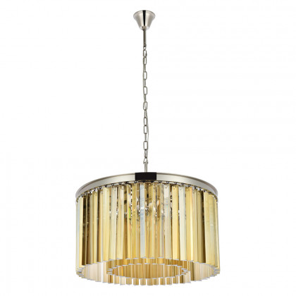 Elegant Crystal Prism 6 Light Round Chandelier - Polished Nickel/Gold, L 26" (1208D26PN-GT-RC)