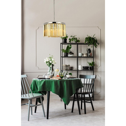 Elegant Crystal Prism 6 Light Round Chandelier - Polished Nickel/Gold, L 26" (1208D26PN-GT-RC)