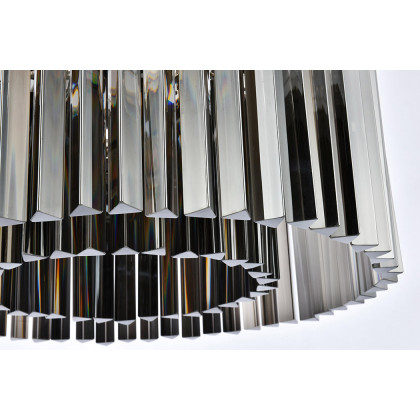 Elegant Crystal Prism 6 Light Round Chandelier - Polished Nickel/Silver, L 26" (1208D26PN-SS-RC)