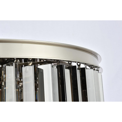 Elegant Crystal Prism 6 Light Round Chandelier - Polished Nickel/Silver, L 26" (1208D26PN-SS-RC)