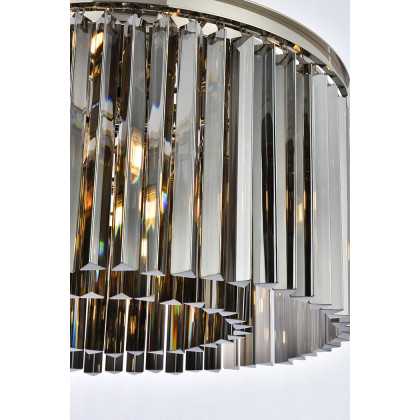 Elegant Crystal Prism 6 Light Round Chandelier - Polished Nickel/Silver, L 26" (1208D26PN-SS-RC)