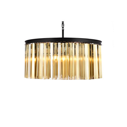 Elegant Crystal Prism 6 Light Round Chandelier - Matte Black/Gold, L 31.5" (1208D31MB-GT-RC)