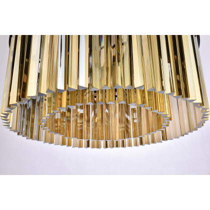 Elegant Crystal Prism 6 Light Round Chandelier - Matte Black/Gold, L 31.5" (1208D31MB-GT-RC)