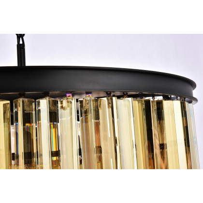 Elegant Crystal Prism 6 Light Round Chandelier - Matte Black/Gold, L 31.5" (1208D31MB-GT-RC)