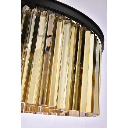 Elegant Crystal Prism 6 Light Round Chandelier - Matte Black/Gold, L 31.5" (1208D31MB-GT-RC)