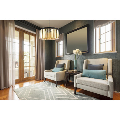 Elegant Crystal Prism 6 Light Round Chandelier - Matte Black/Gold, L 31.5" (1208D31MB-GT-RC)