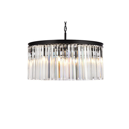 Elegant Crystal Prism 6 Light Round Chandelier - Matte Black, L 31.5" (1208D31MB-RC)
