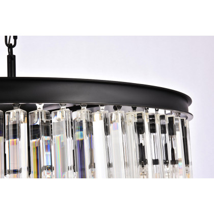 Elegant Crystal Prism 6 Light Round Chandelier - Matte Black, L 31.5" (1208D31MB-RC)