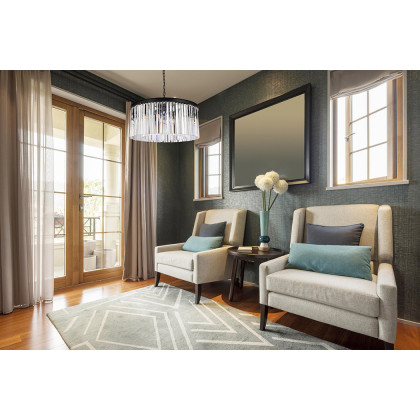 Elegant Crystal Prism 6 Light Round Chandelier - Matte Black, L 31.5" (1208D31MB-RC)