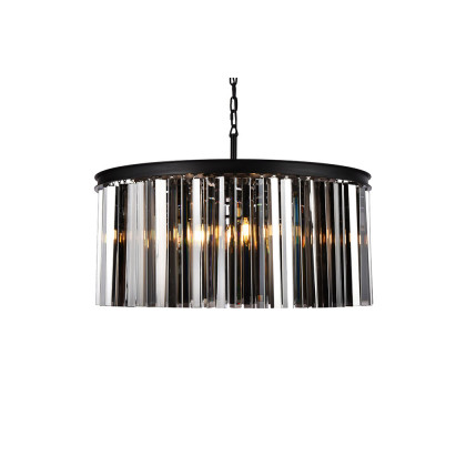 Elegant Crystal Prism 6 Light Round Chandelier - Matte Black/Silver, L 31.5" (1208D31MB-SS-RC)