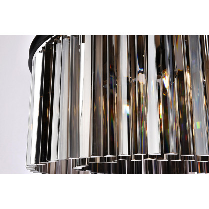 Elegant Crystal Prism 6 Light Round Chandelier - Matte Black/Silver, L 31.5" (1208D31MB-SS-RC)
