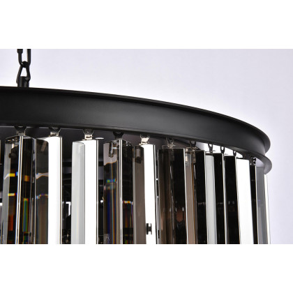 Elegant Crystal Prism 6 Light Round Chandelier - Matte Black/Silver, L 31.5" (1208D31MB-SS-RC)