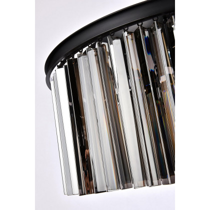 Elegant Crystal Prism 6 Light Round Chandelier - Matte Black/Silver, L 31.5" (1208D31MB-SS-RC)