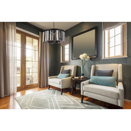 Elegant Crystal Prism 6 Light Round Chandelier - Matte Black/Silver, L 31.5" (1208D31MB-SS-RC)